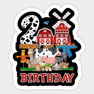 2nd Birthday Farm Cow Funny Gift For Boys Girls Kids Sticker